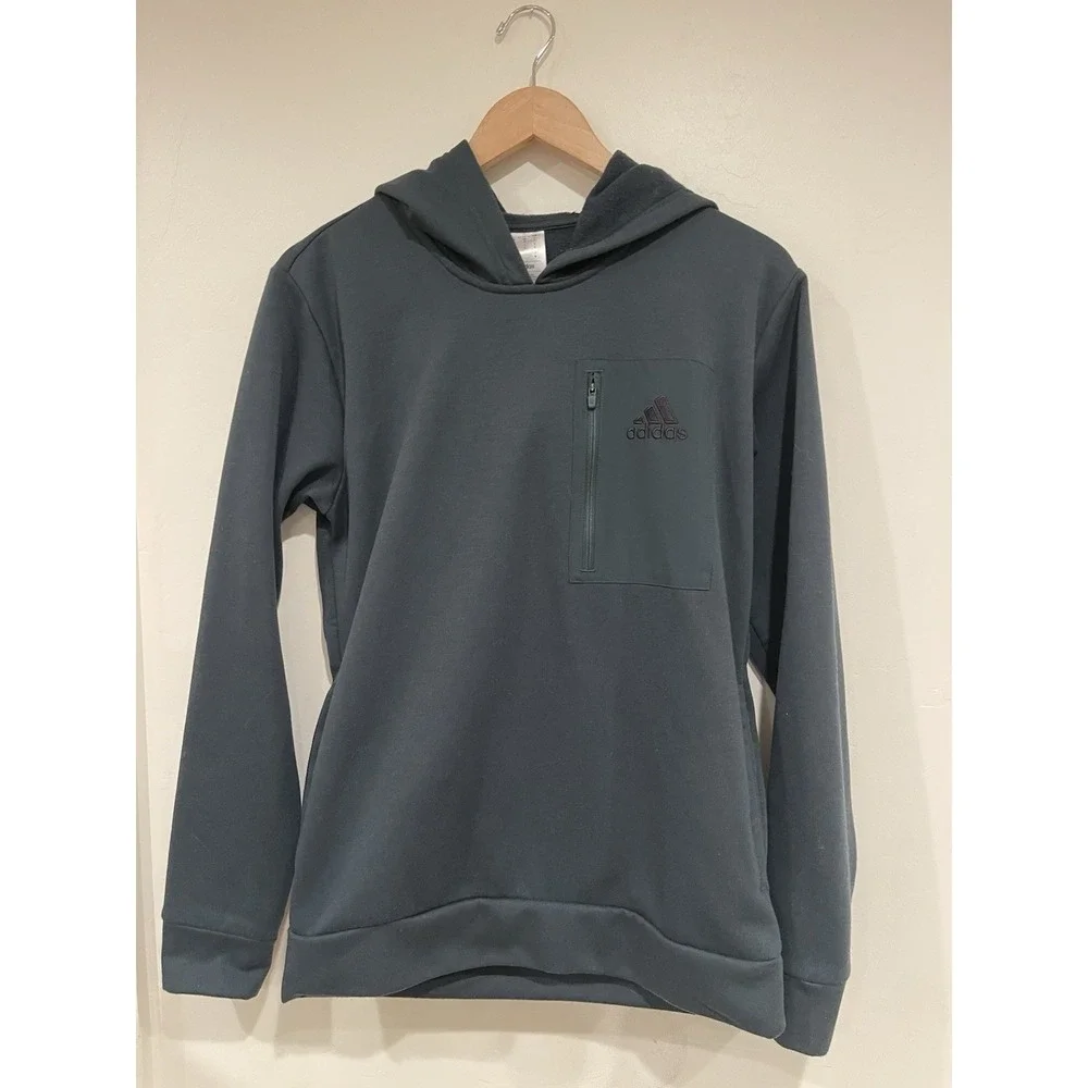 ADIDAS Gorpcore Tech Fleece‎ Hoodie Dark Charcoal Grey Zipper Pocket Small